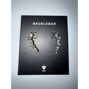 Baublebar Cubic Zirconia Curved‎ Drop Earrings Gold Tone NWT